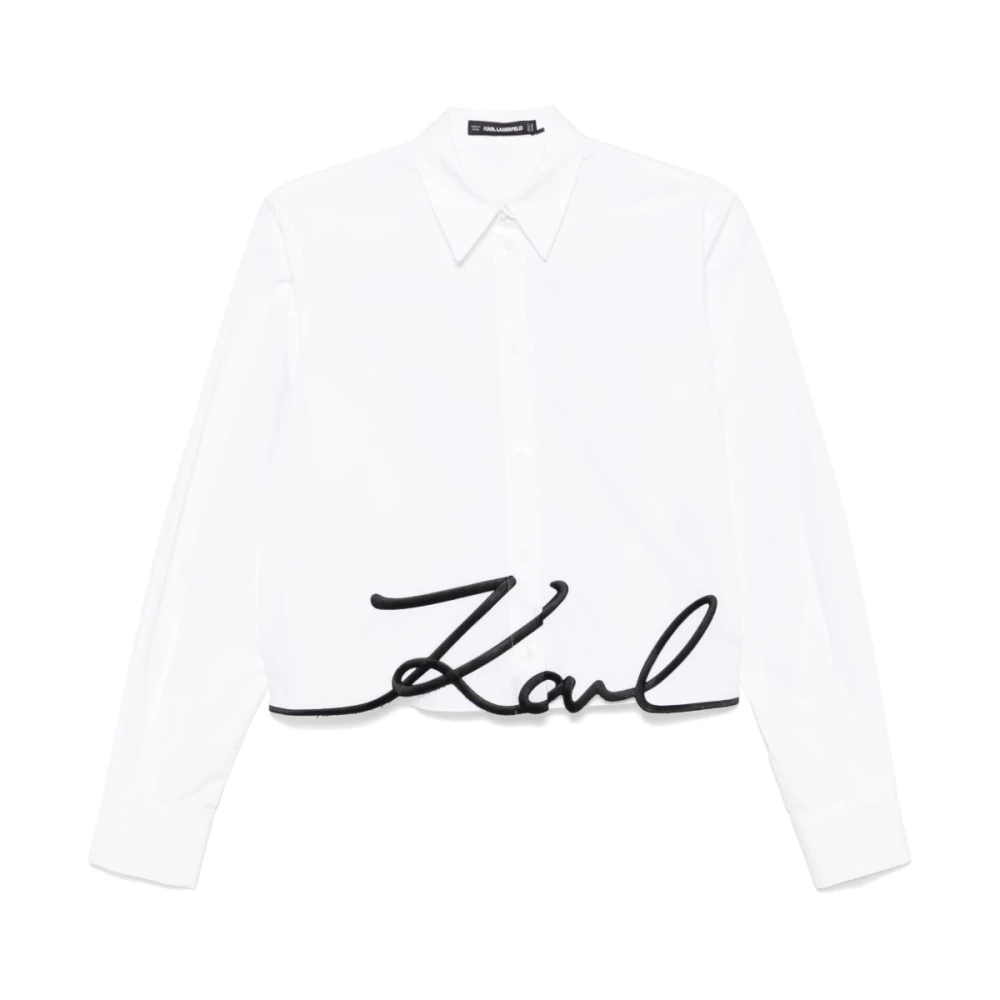 Karl Lagerfeld Witte Blouse Handtekening Taille White Dames