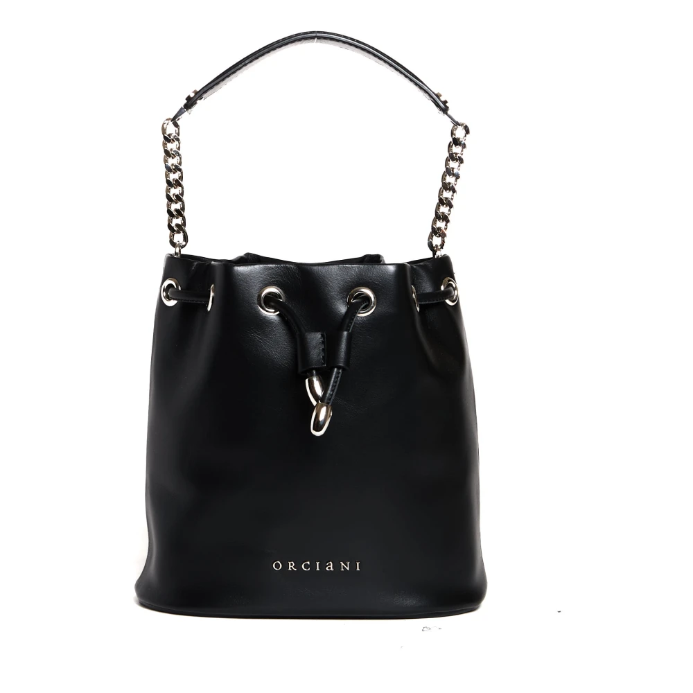 Orciani Zwarte Leren Bucket Bag Black Dames