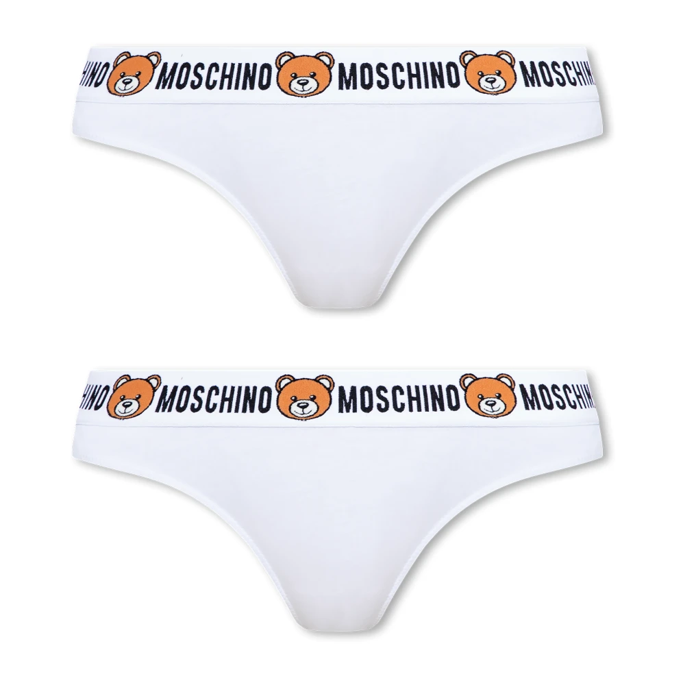 Moschino Merk thong 2-pack White Dames