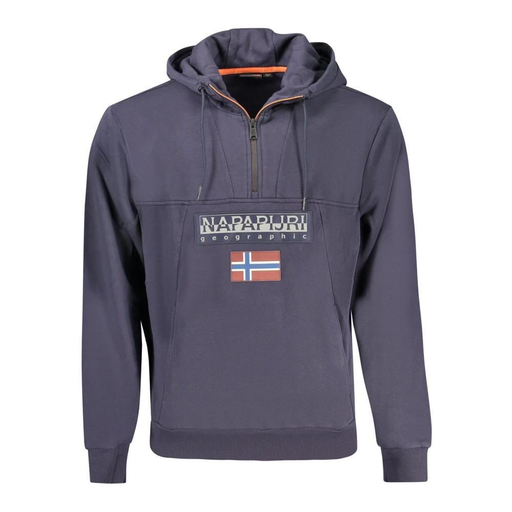 Napapijri Blauwe hoodie met halve rits Blue Heren