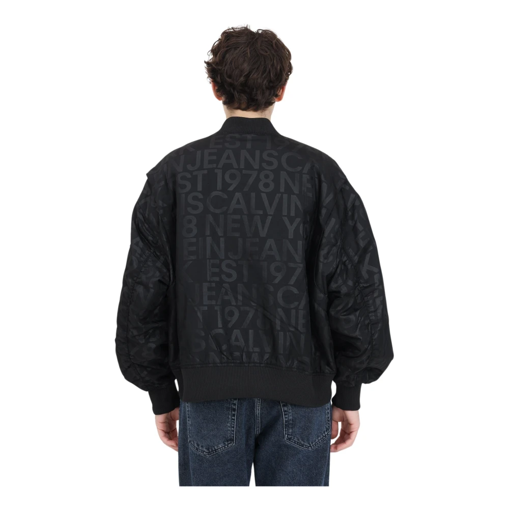 Calvin Klein Jeans Bomberjack met Logo Print Black Heren