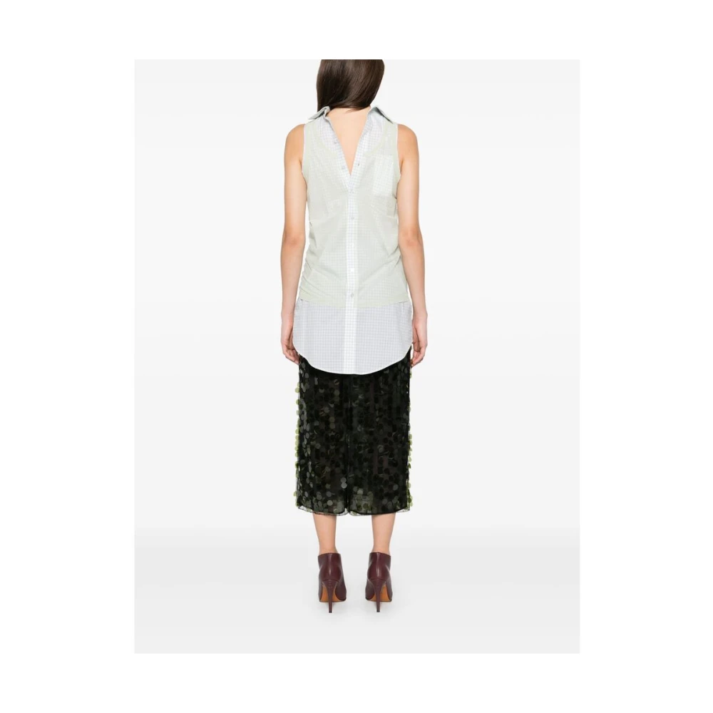 Maison Margiela Groene Signature Gelaagde Knoopshirt Green Dames