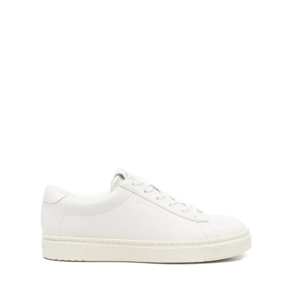Emporio Armani Mannelijk Wit Schoenen Heren, 41 Eu, Leer, Leren Sneakers