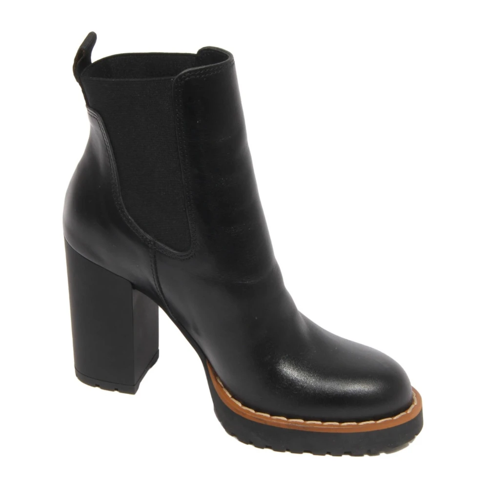 Hogan Women's Black Heeled Boots, 2 Uk, Italian Leather Chelsea Boots