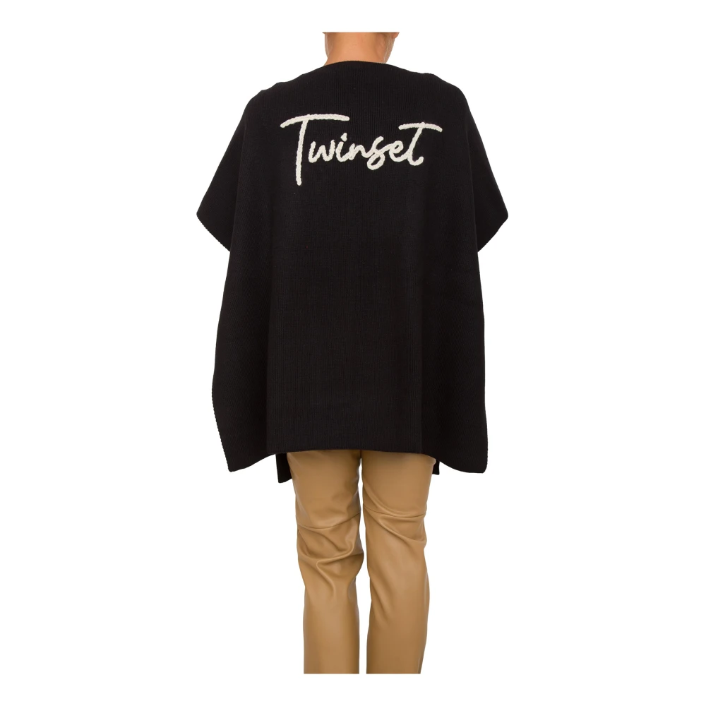 Twinset Zwarte Poncho Trui Black Dames