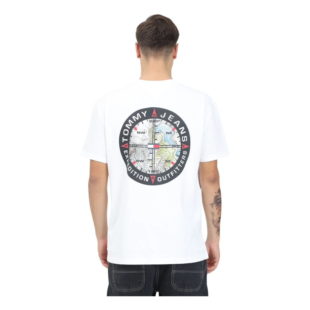 Tommy Jeans Grafische Kompas Print Casual T-shirt White Heren