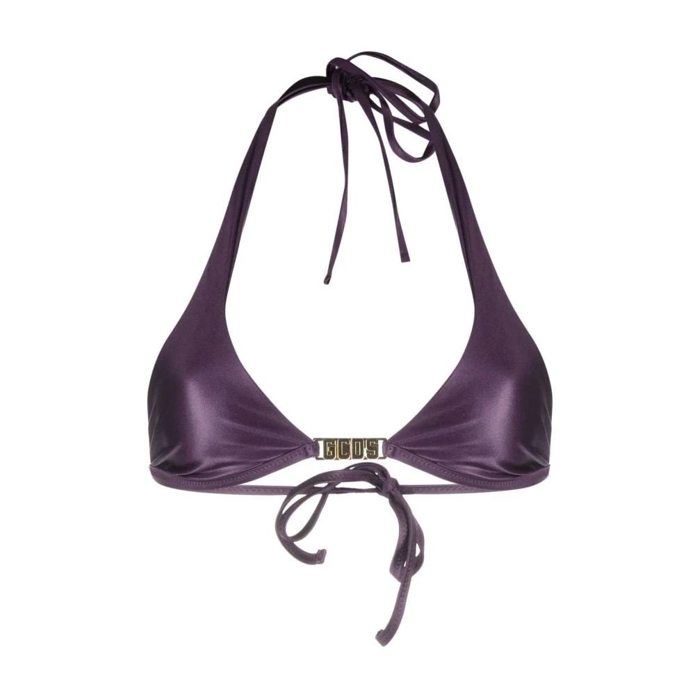 Gcds Paarse Metallic Logo Clip Bikini Top Purple Dames