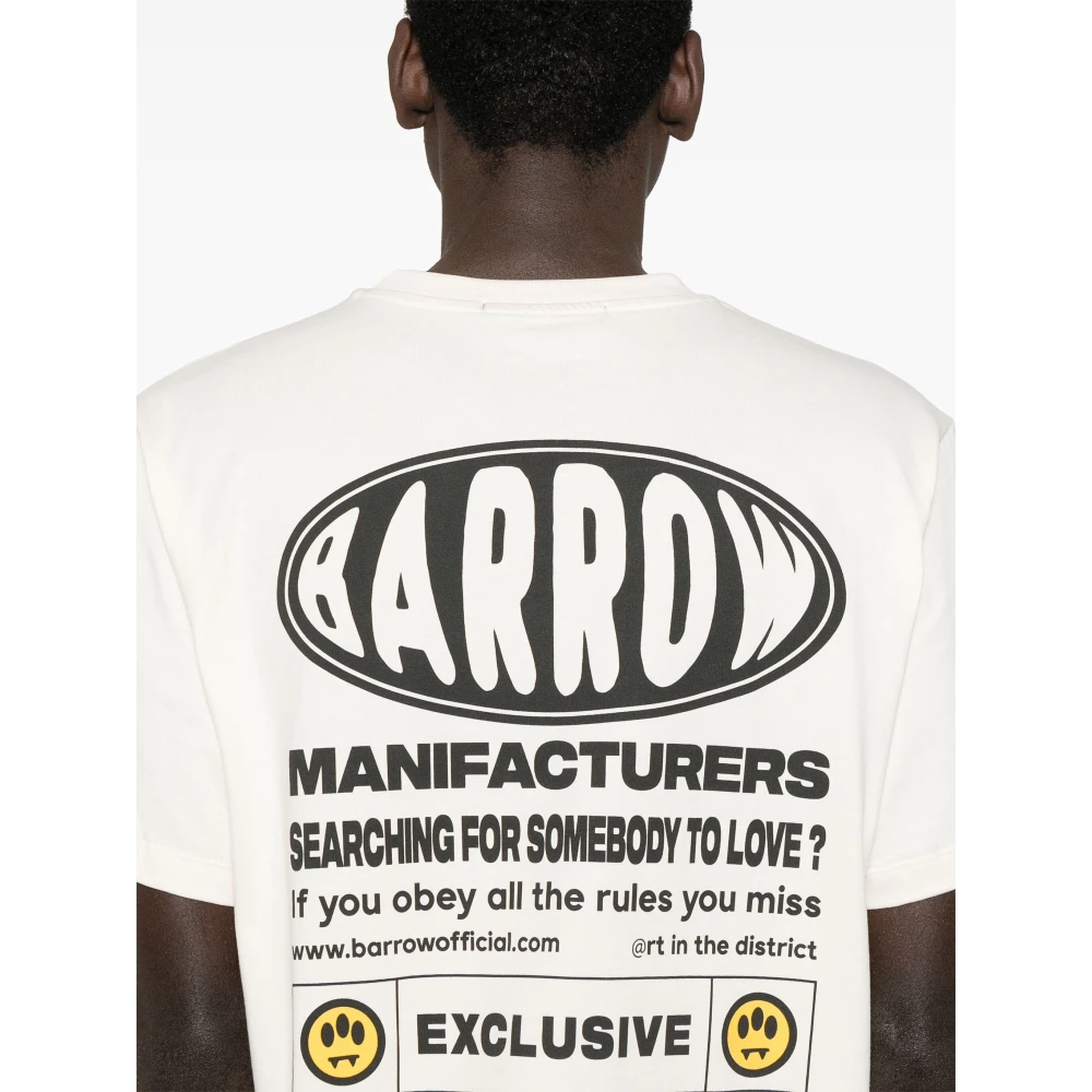 Barrow Wit T-shirt met Logo Print White Heren