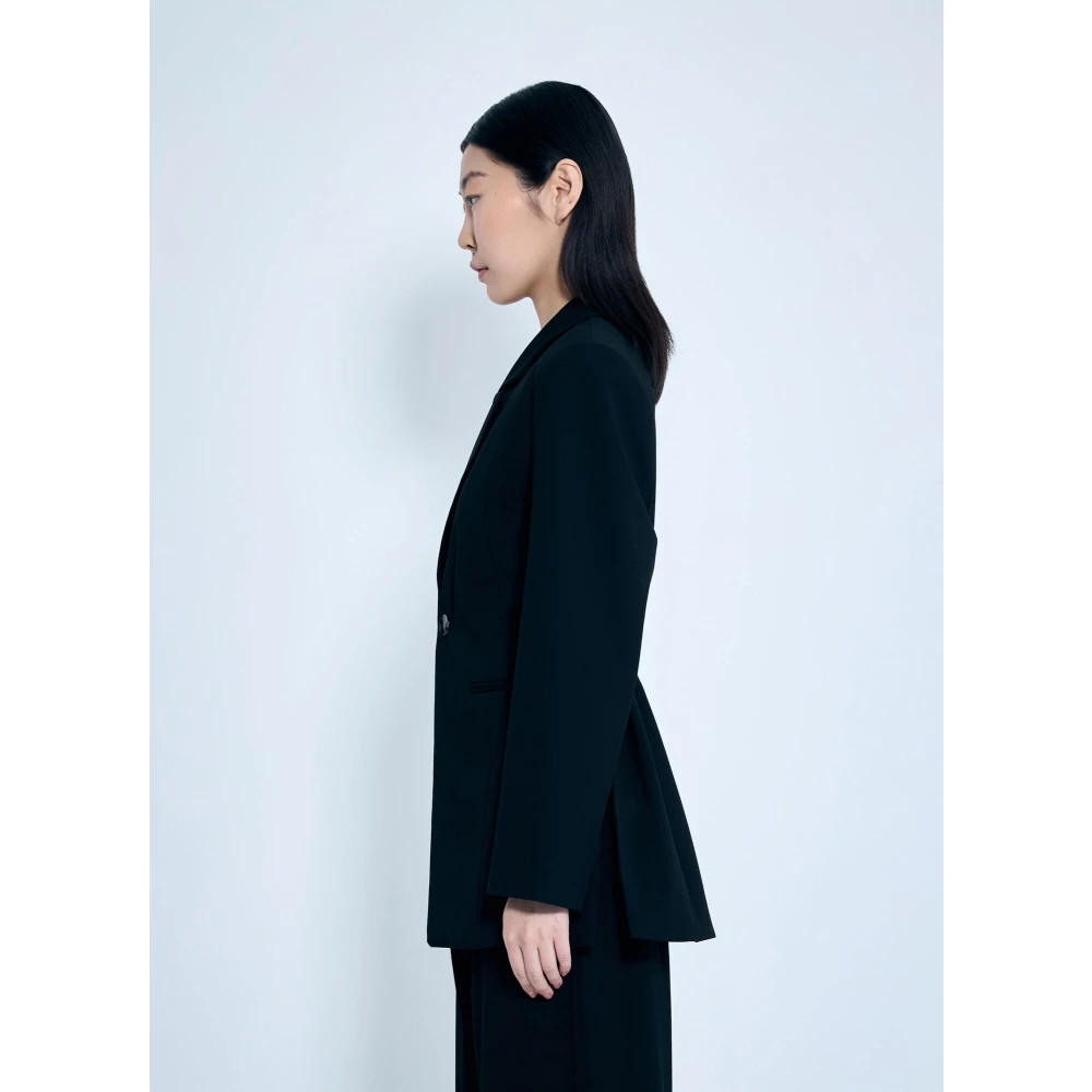Ganni Twill Suiting Blazer met Verstelbare Taille Black Dames