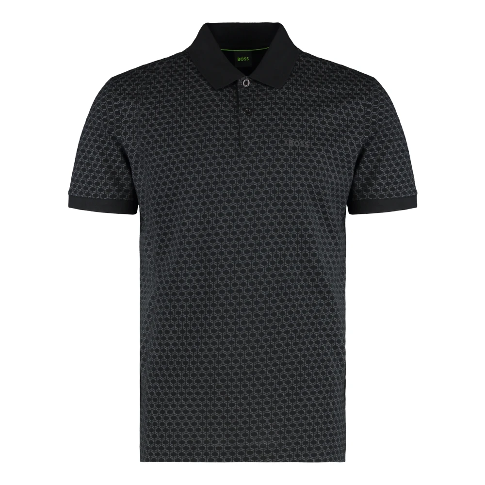 Hugo Men's Black Polo Shirts, 2XL, Printed Piqué Polo