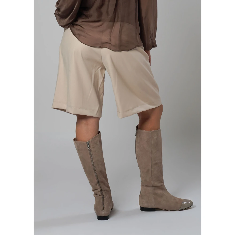 H2O Hoog getailleerde veelzijdige Bermuda in stof Beige Dames
