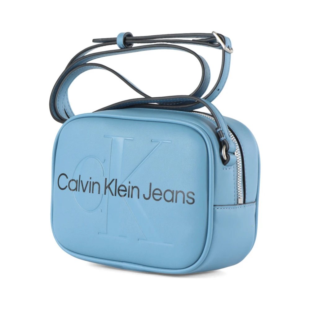 Calvin Klein Jeans Logo Camera Tas Eco-Leer Crossbody Blue Dames