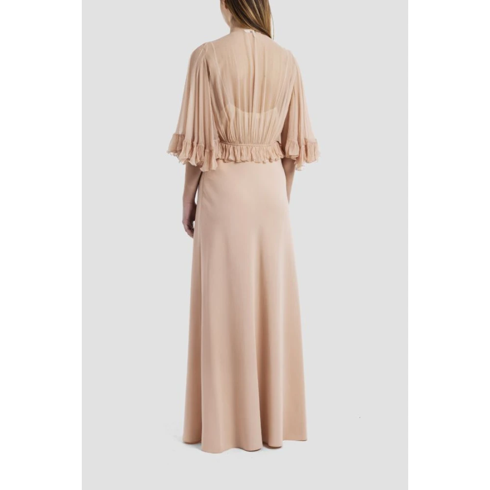 Chloé Lange jurk van satijnen crêpe met gerimpelde randen Pink Dames