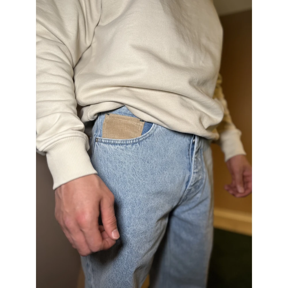 Drole de Monsieur Lichtblauwe Gewassen Jeans met Fluweel Details Blue Heren