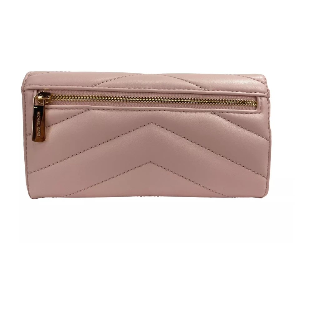 Michael Kors Gestikte Trifold Portemonnee in Powder Blush Pink Dames