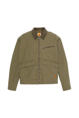 veste-en-coton-vert-avec-col-en-velours