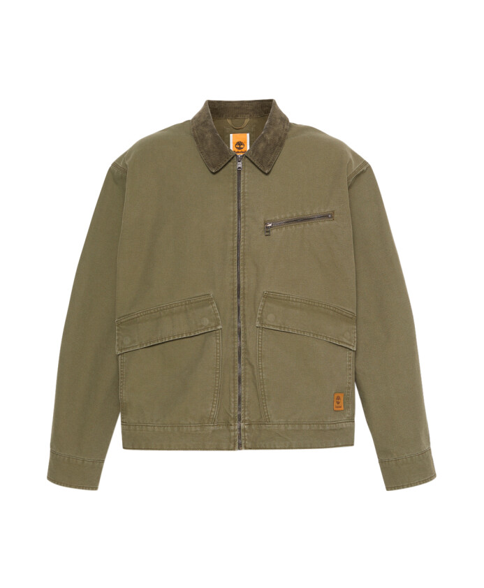 veste-en-coton-vert-avec-col-en-velours