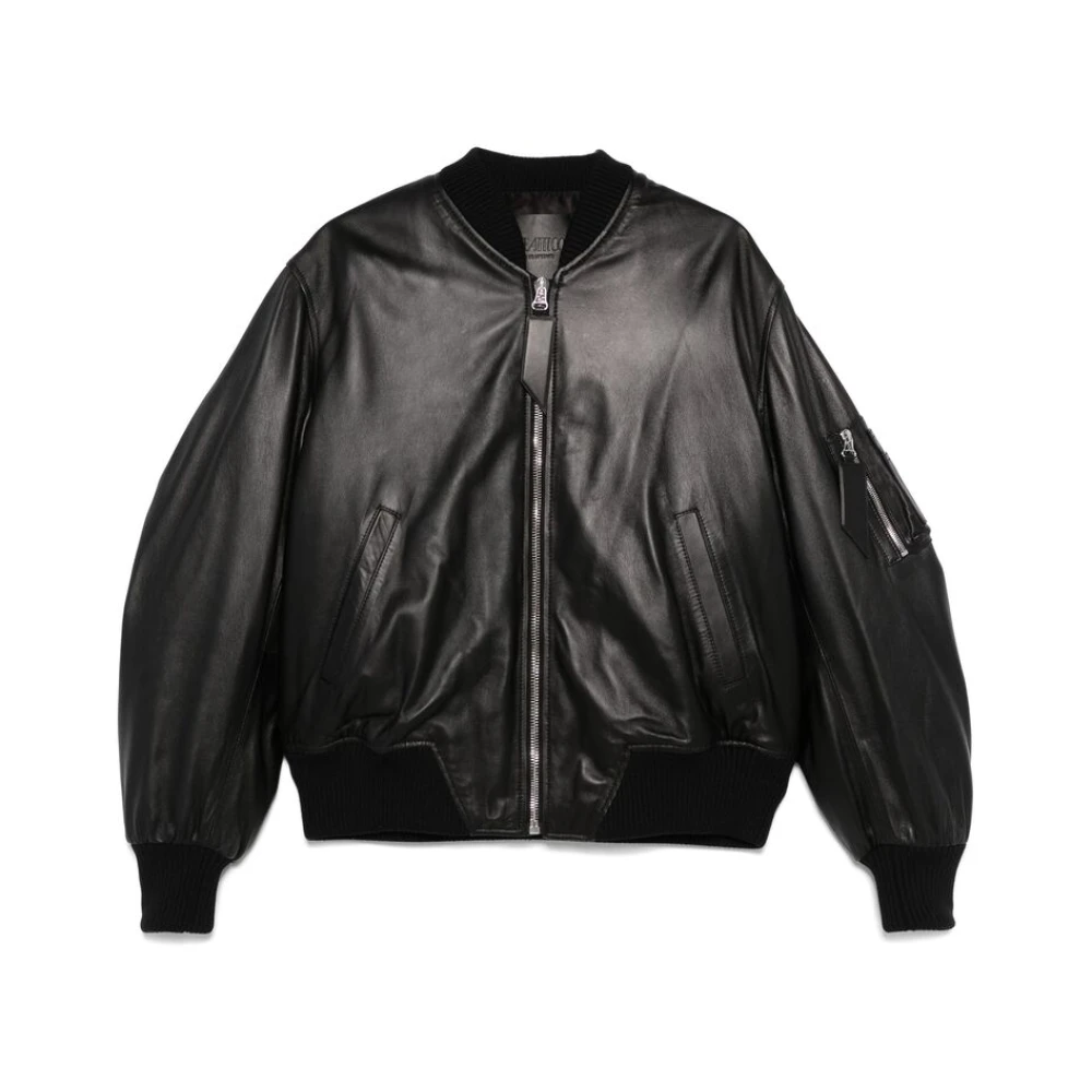 The Attico Zwarte Rits Voorkant Buitenkleding Jas Black Dames
