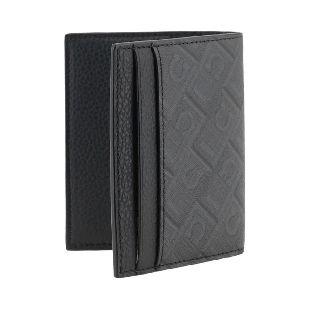 Salvatore Ferragamo Iconische Monogram Leren Kaarthouder Bifold Gray Heren