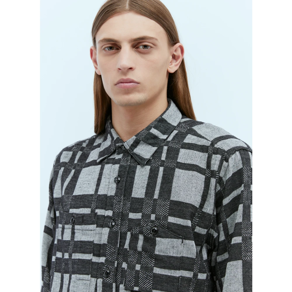 Engineered Garments Geruite Katoenblend Werkoverhemd Gray Heren