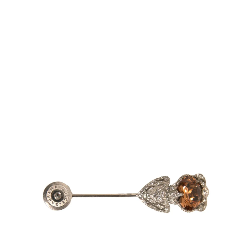 Dolce & Gabbana Mannelijk Grijs Accessoires Heren, One Size, Luxe Kristal Pin Kraag Broche