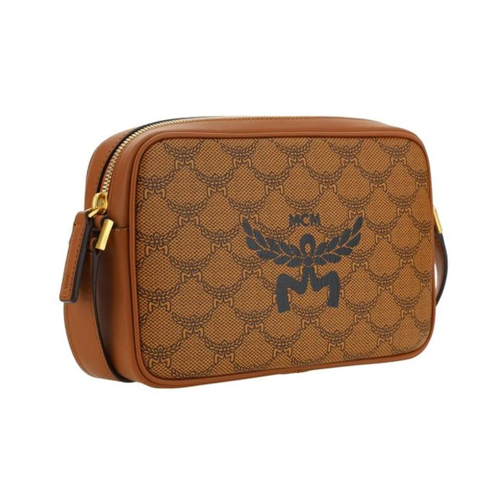 MCM Schoudertas met Verstelbare Band en Logo Brown Heren
