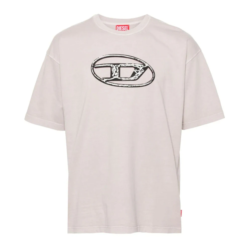 Diesel Beige Katoenen T-shirt met Oval D Logo Beige Heren
