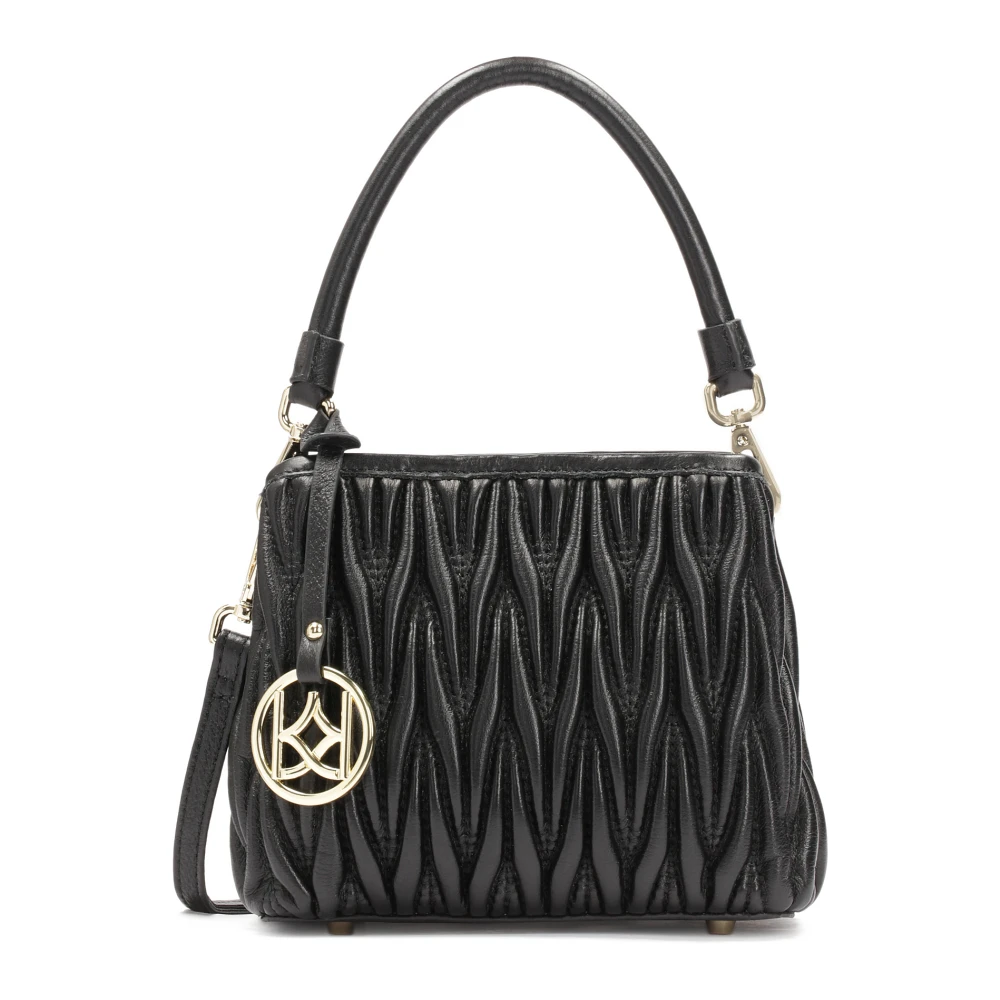 Kazar Leren handtas met fijn quilten Black Dames