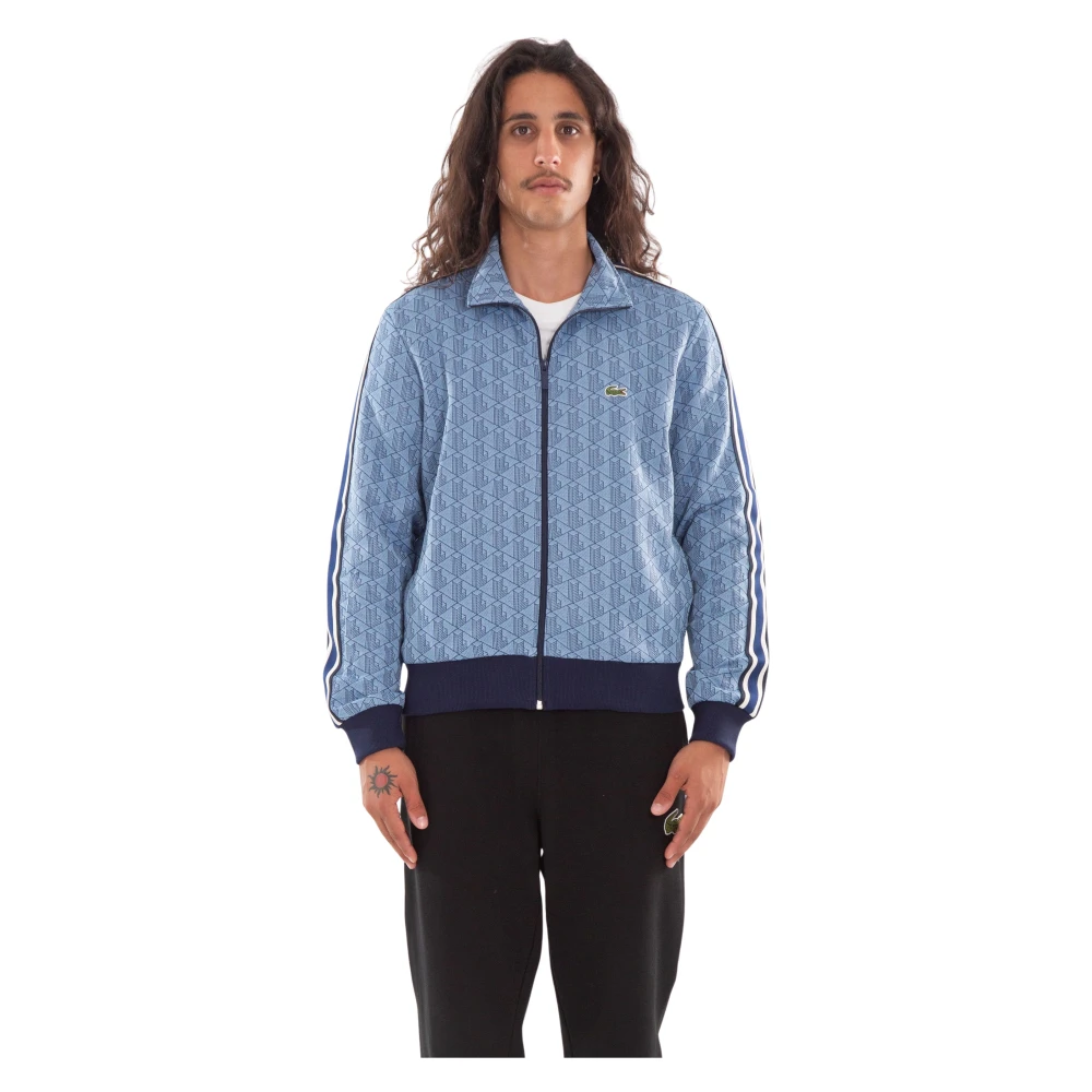 Lacoste Monogram Trainingsjack in Jacquard Stijl Blue Heren
