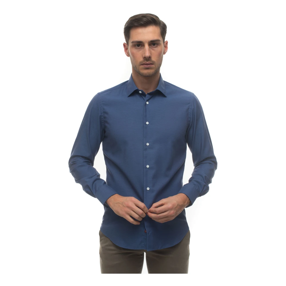 Càrrel Polka-dot Casual Overhemd Makkelijk te Strijken Gemaakt in Italië Blue Heren