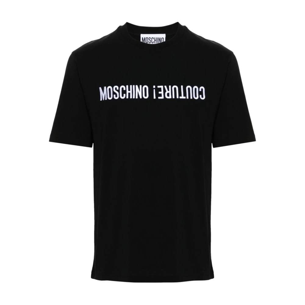 Moschino Zwarte Katoenen Jersey T-shirt met Logo Black Heren