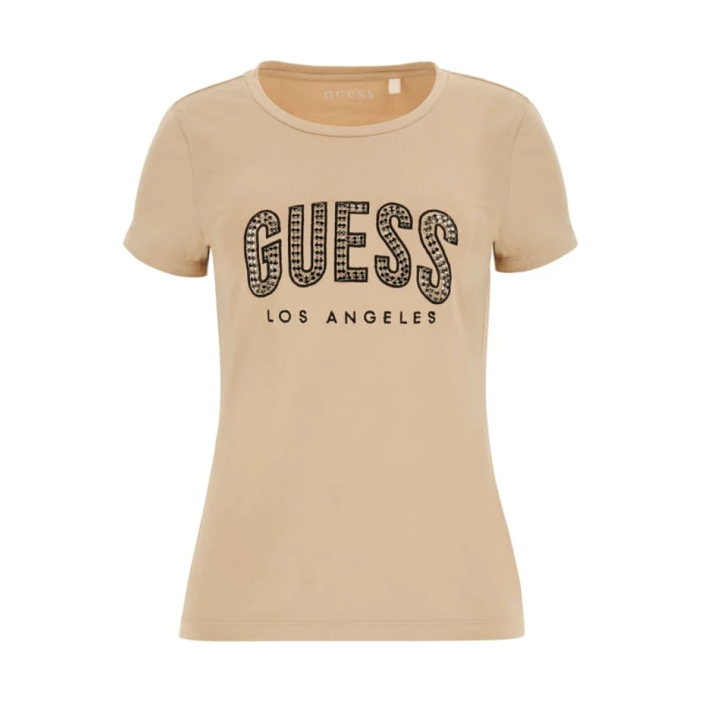 Guess Katoen Logo T-shirt Beige Dames