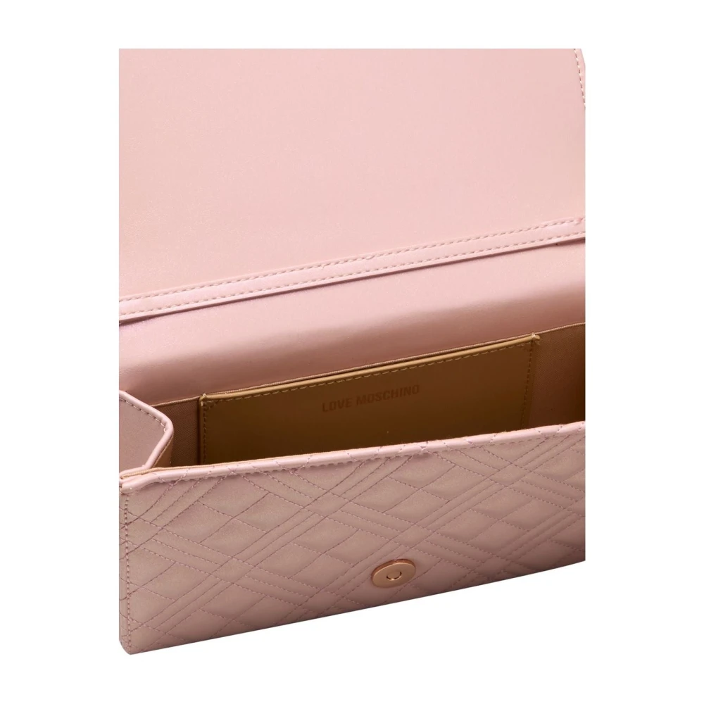 Love Moschino Schoudertas met Ketting en Logo Pink Dames