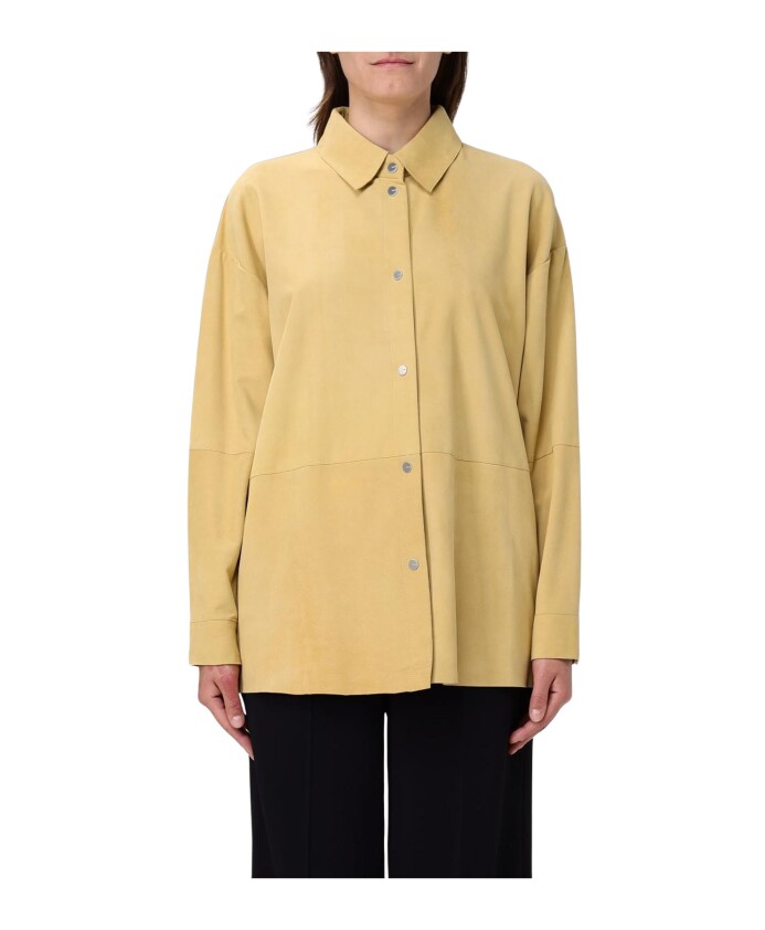 chemise-en-cuir-jaune-coupe-decontractee