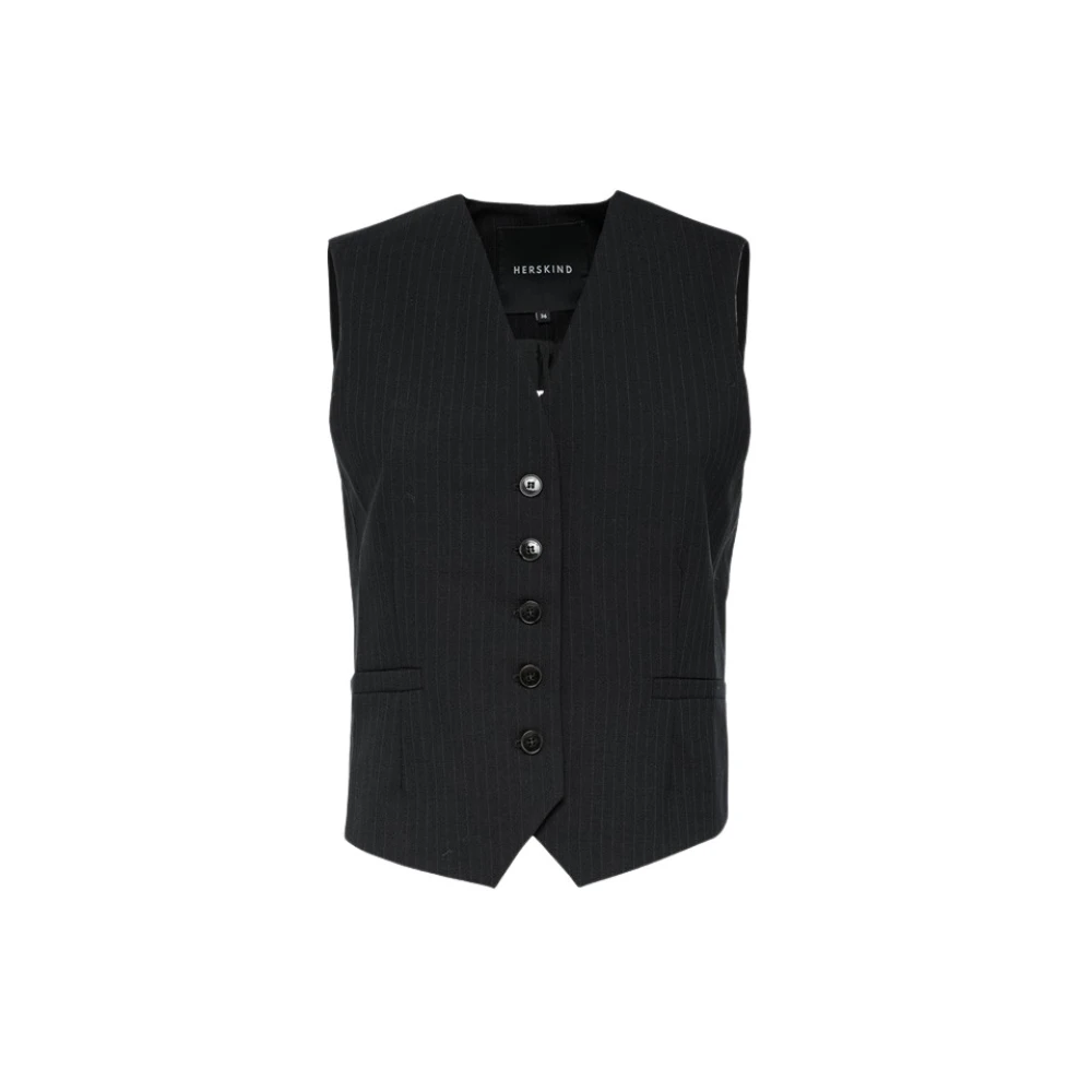 Birgitte Herskind Op maat gemaakte vest in effen kleur stof Black Dames