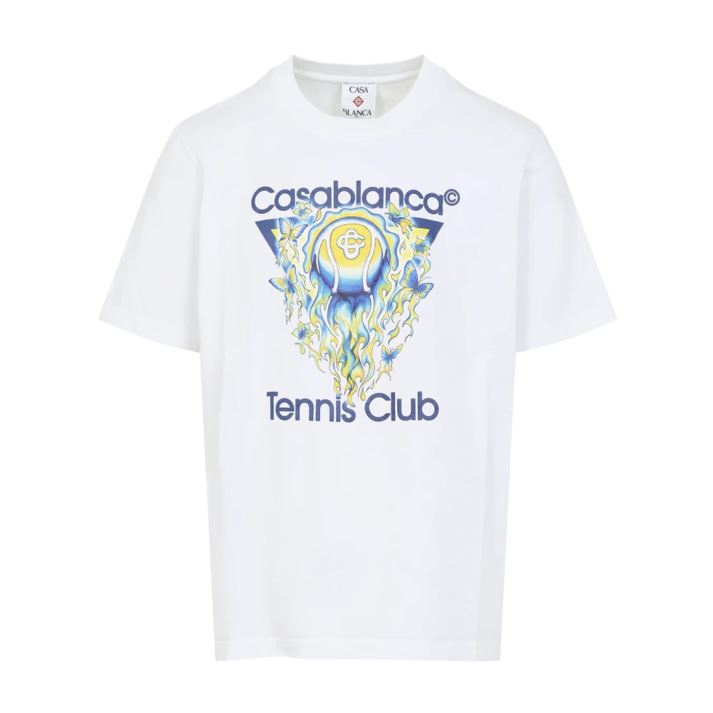 Casablanca Men's White T-Shirts, M, Tennis Club Icon