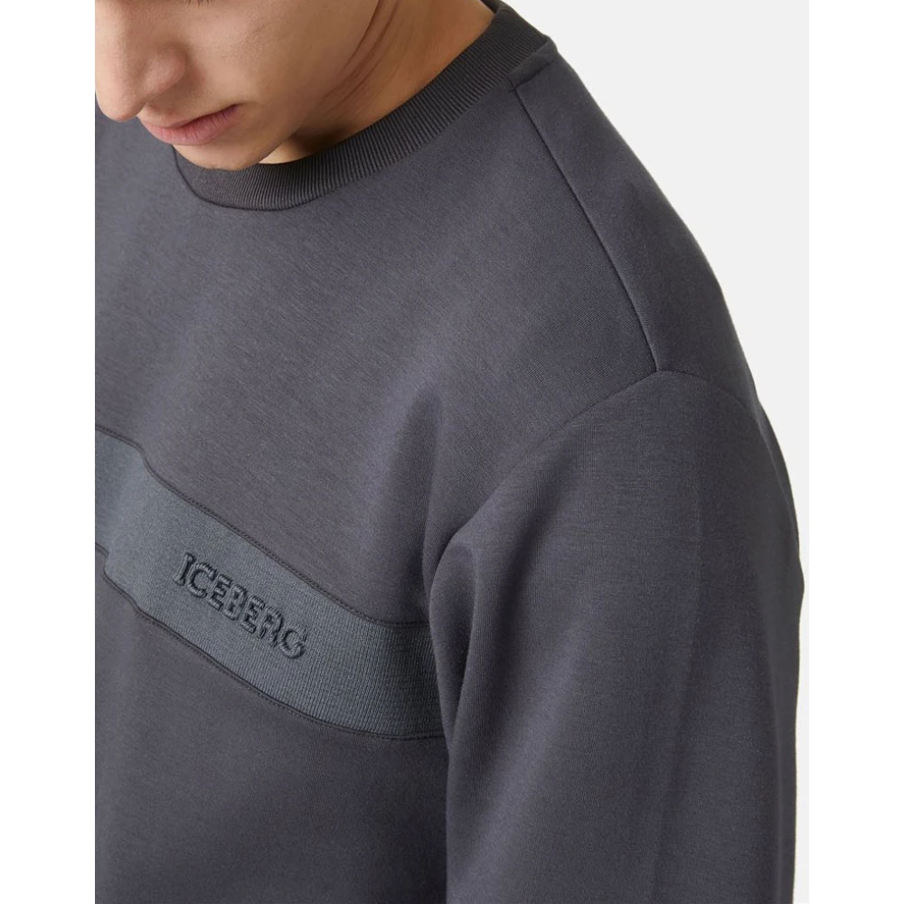 Iceberg Sweatshirt met ronde hals en logo Gray Heren