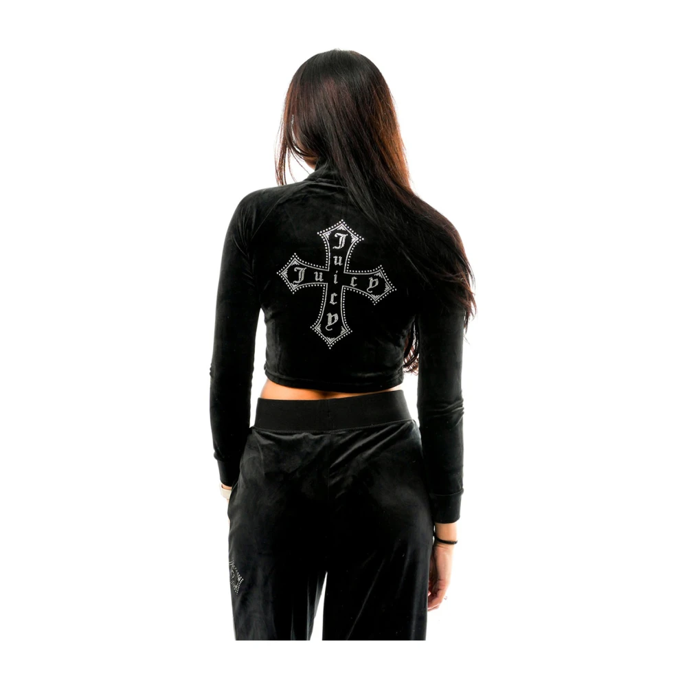 Juicy Couture Zwarte Cross Morgan Track Top Sweater Black Dames