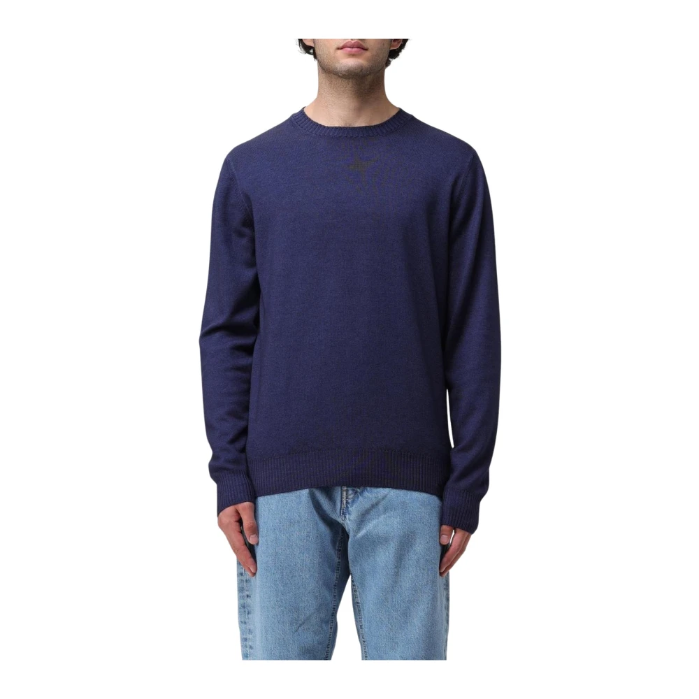Fay Men's Blue Crew Neck Wool Sweater