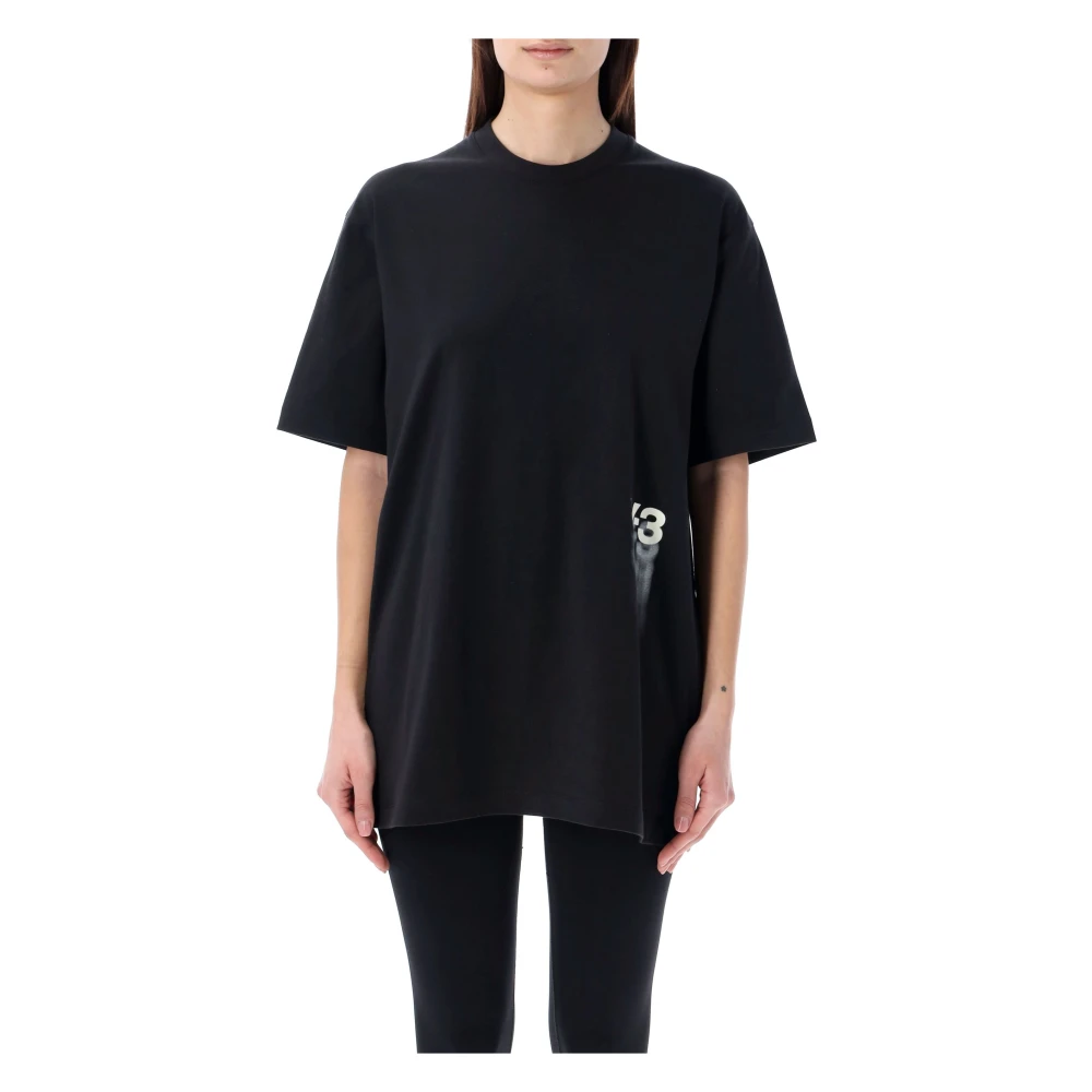 Y-3 Grafisk T-shirt med kontrasterande logotyp Black, Dam