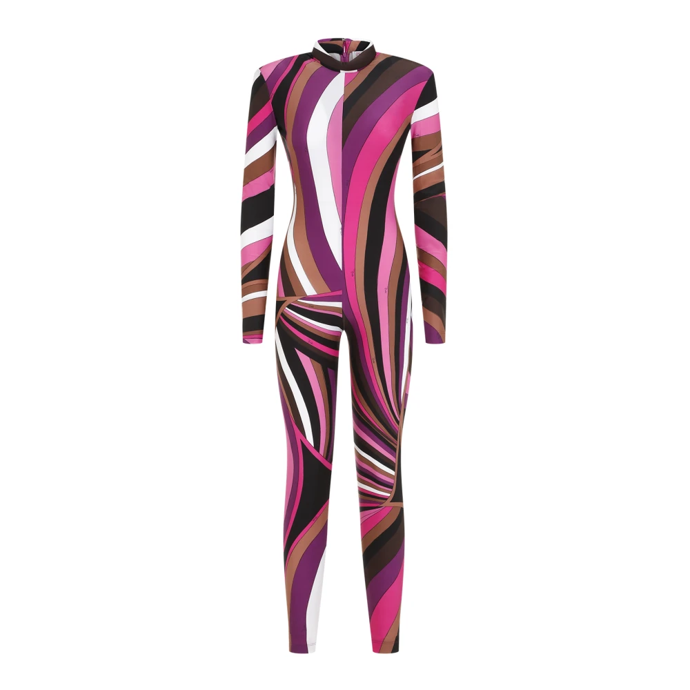 EMILIO PUCCI Fuchsia Bruin Stijlvolle Jumpsuit Multicolor Dames