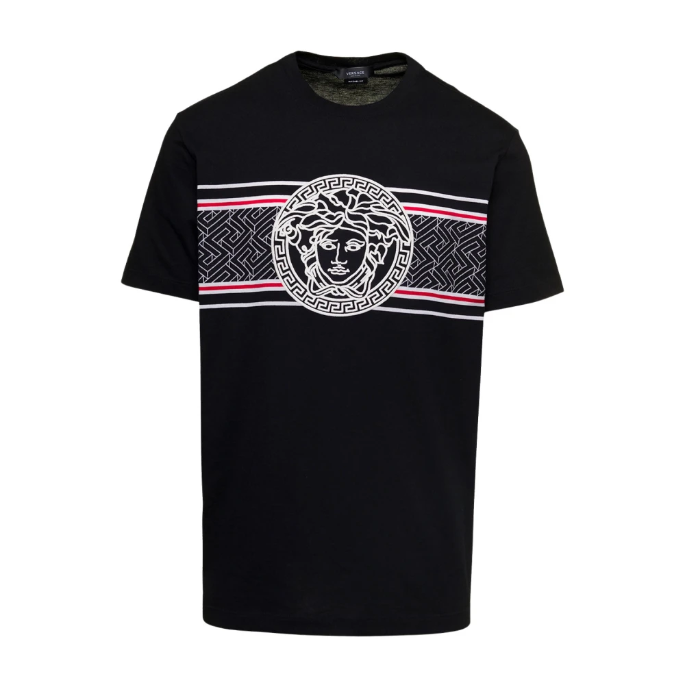 Versace Zwart Crew Neck T-shirt met Medusa Logo Black Heren