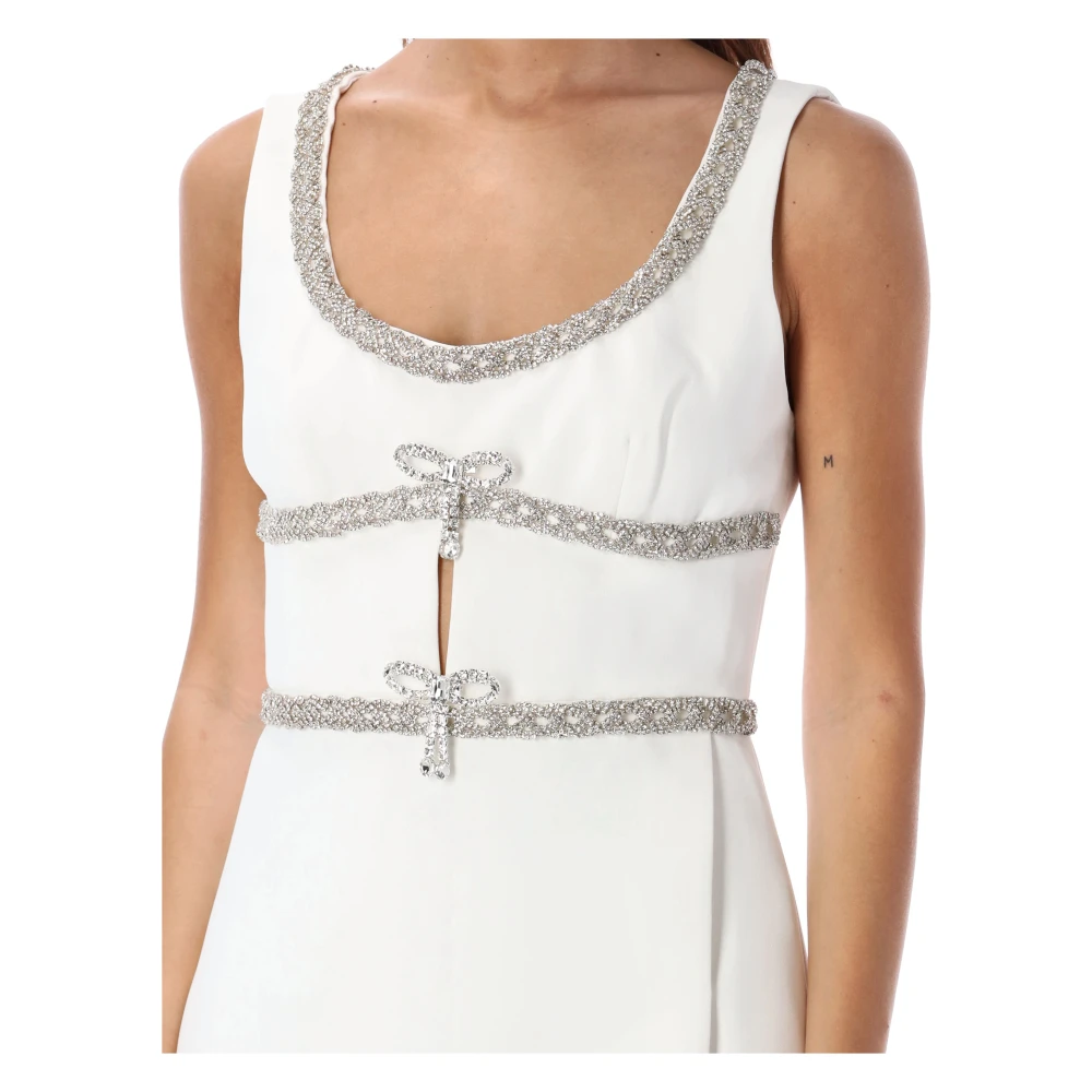 Self Portrait Witte Diamanten Strik Mini Jurk White Dames