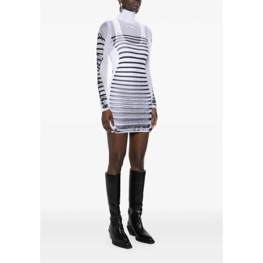 Jean Paul Gaultier Verenprint Mesh Korte Jurk Blue Dames