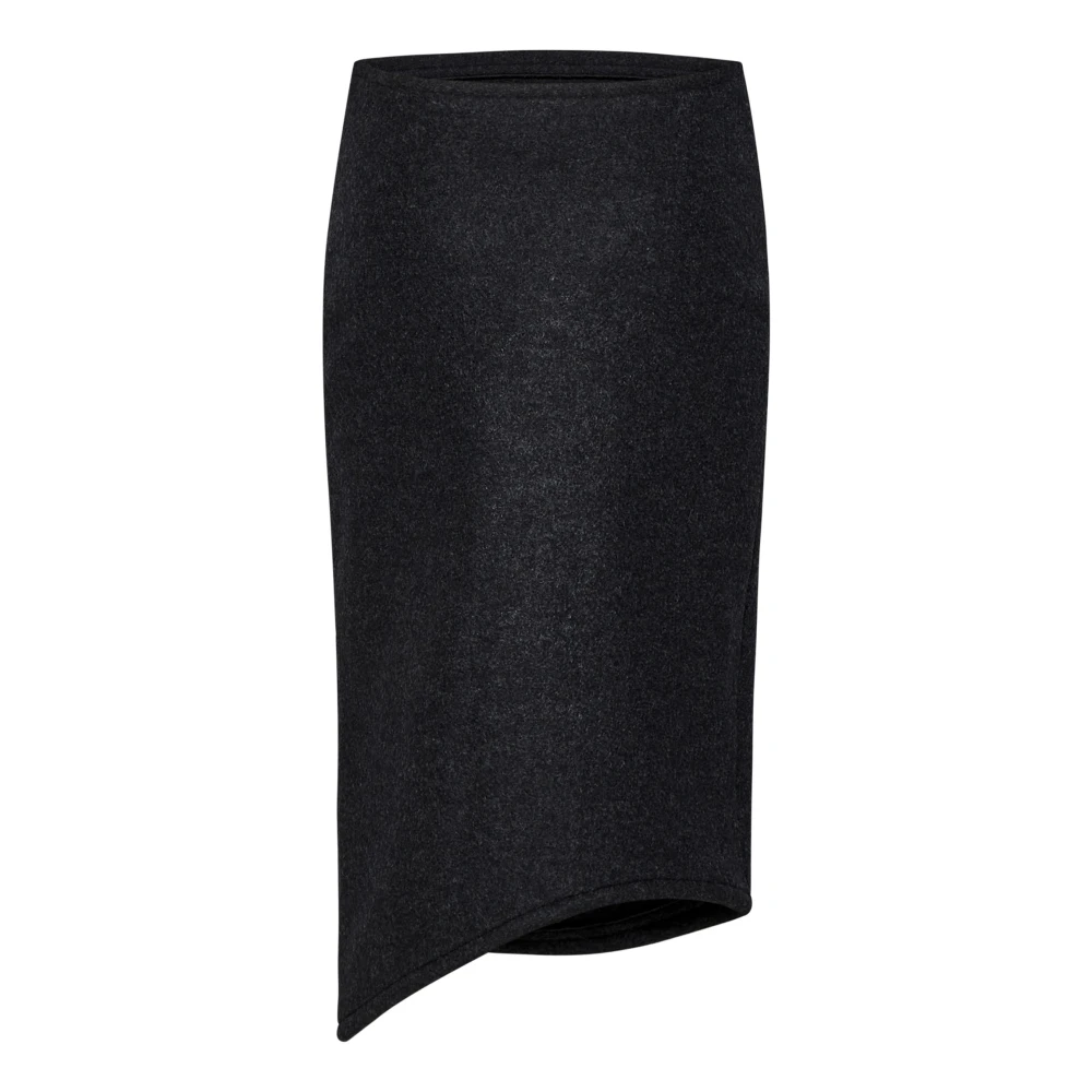 Victoria Beckham Grijze Wol Midi Rok Aw24 Gray Dames