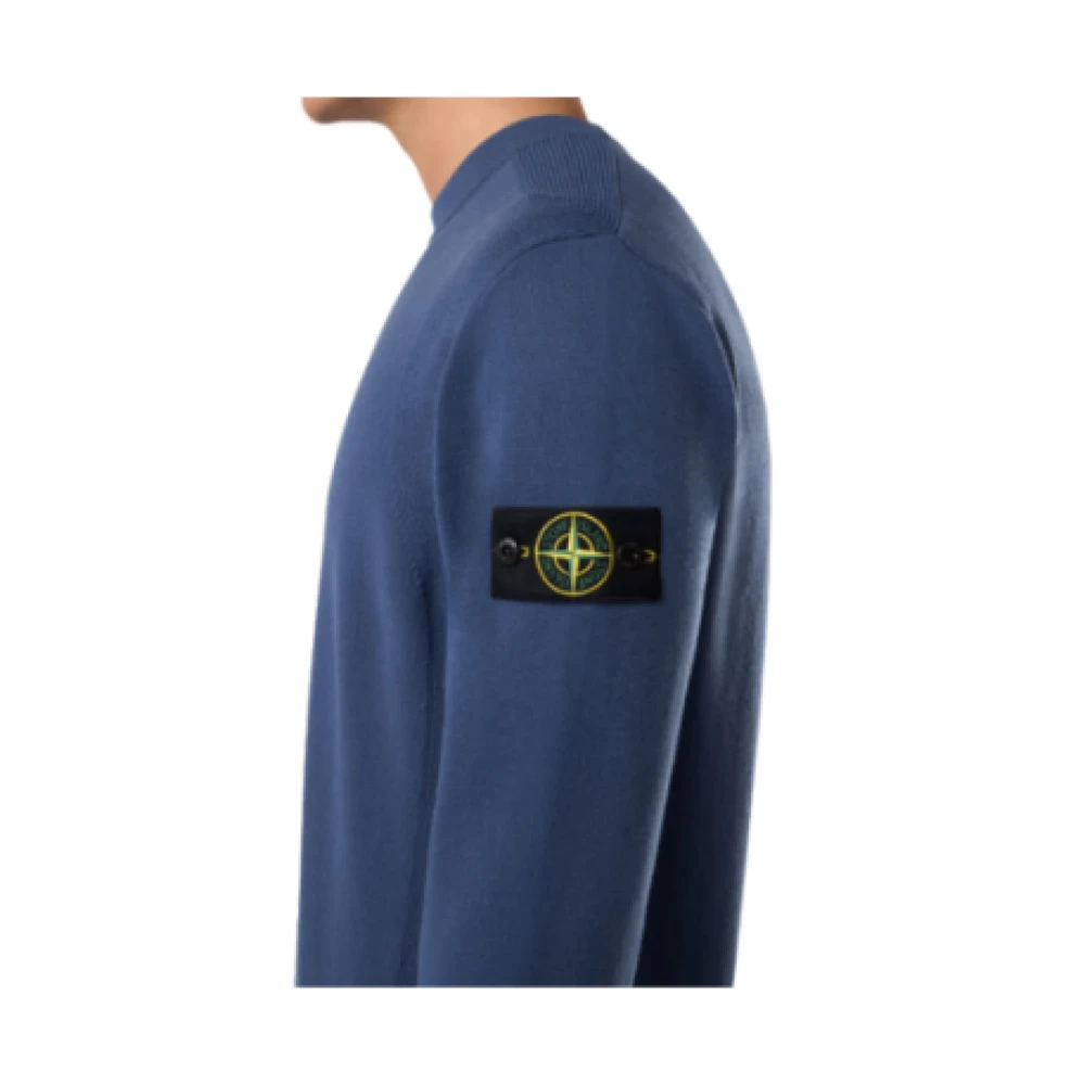 Stone Island Stretch wollen ronde hals sweatshirt Blue Heren