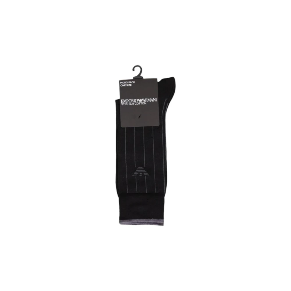 Emporio Armani Zwarte Katoenen Pinstripe Sok Black Heren