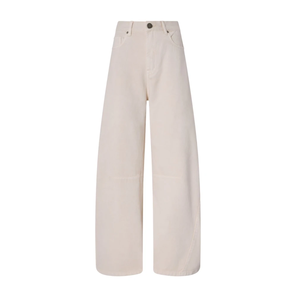 Pinko Emma Egg Barrel-Fit Jeans - Female - Wide Jeans - Beige - W26 - Jeans