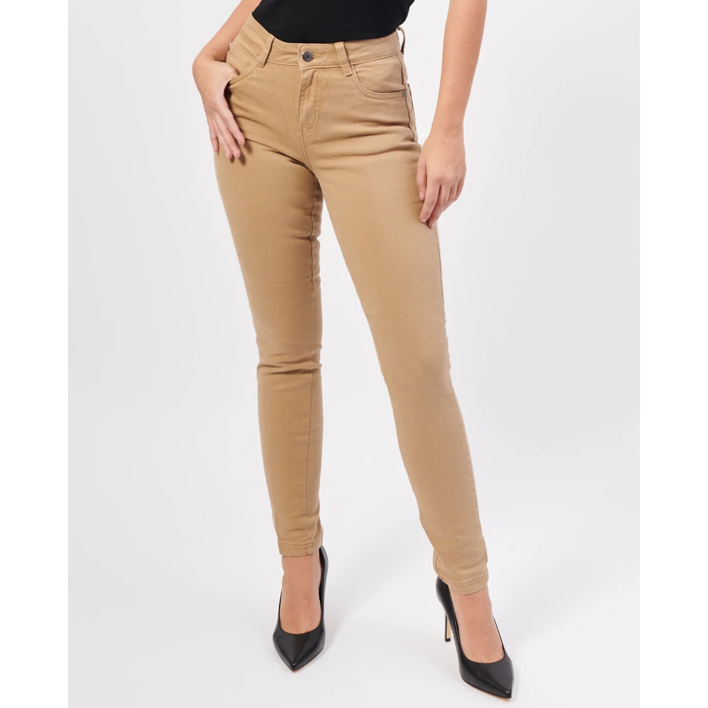 Silvian Heach Beige Skinny Jeans met Medium Taille Beige Dames