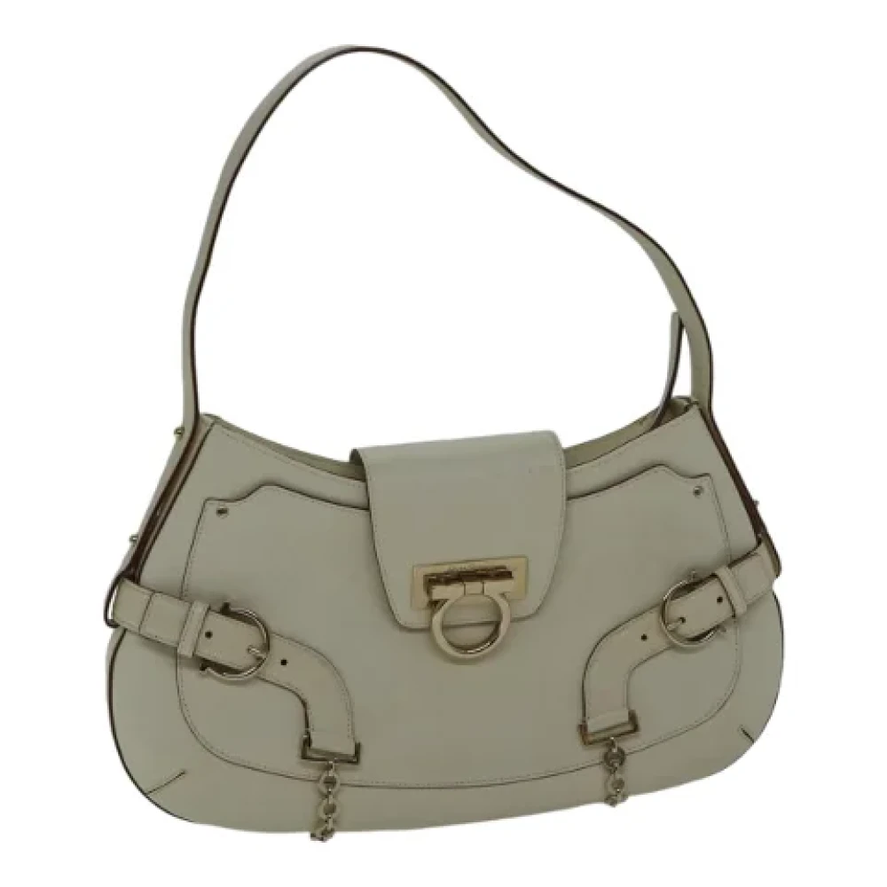 Salvatore Ferragamo Pre-owned Leather shoulder-bags Beige Dames